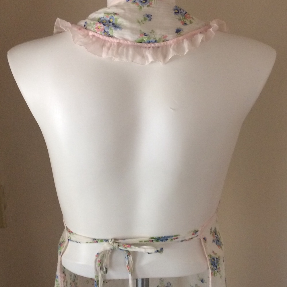 Vintage apron cotton 1 pocket cottagecore ruffled - Picture 6 of 7